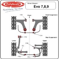 Polybush: Rear RS and GSR Diff Mount Bush Rear: Evo 4-9 (Pair)